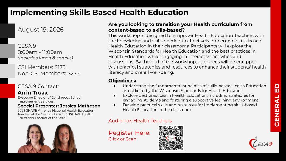 See description of event below for Implementing Skills Based Health Education.
