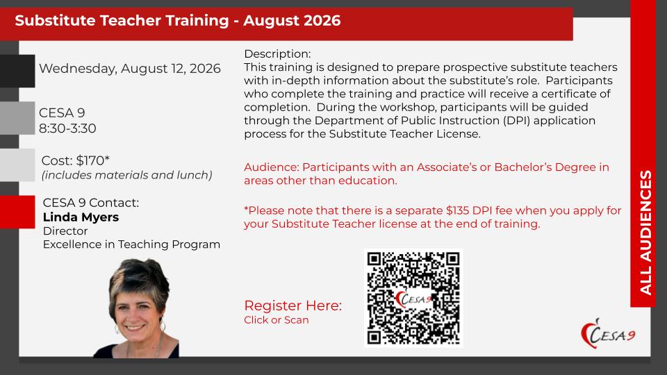 CESA 9 Substitute Teacher Training August 2026